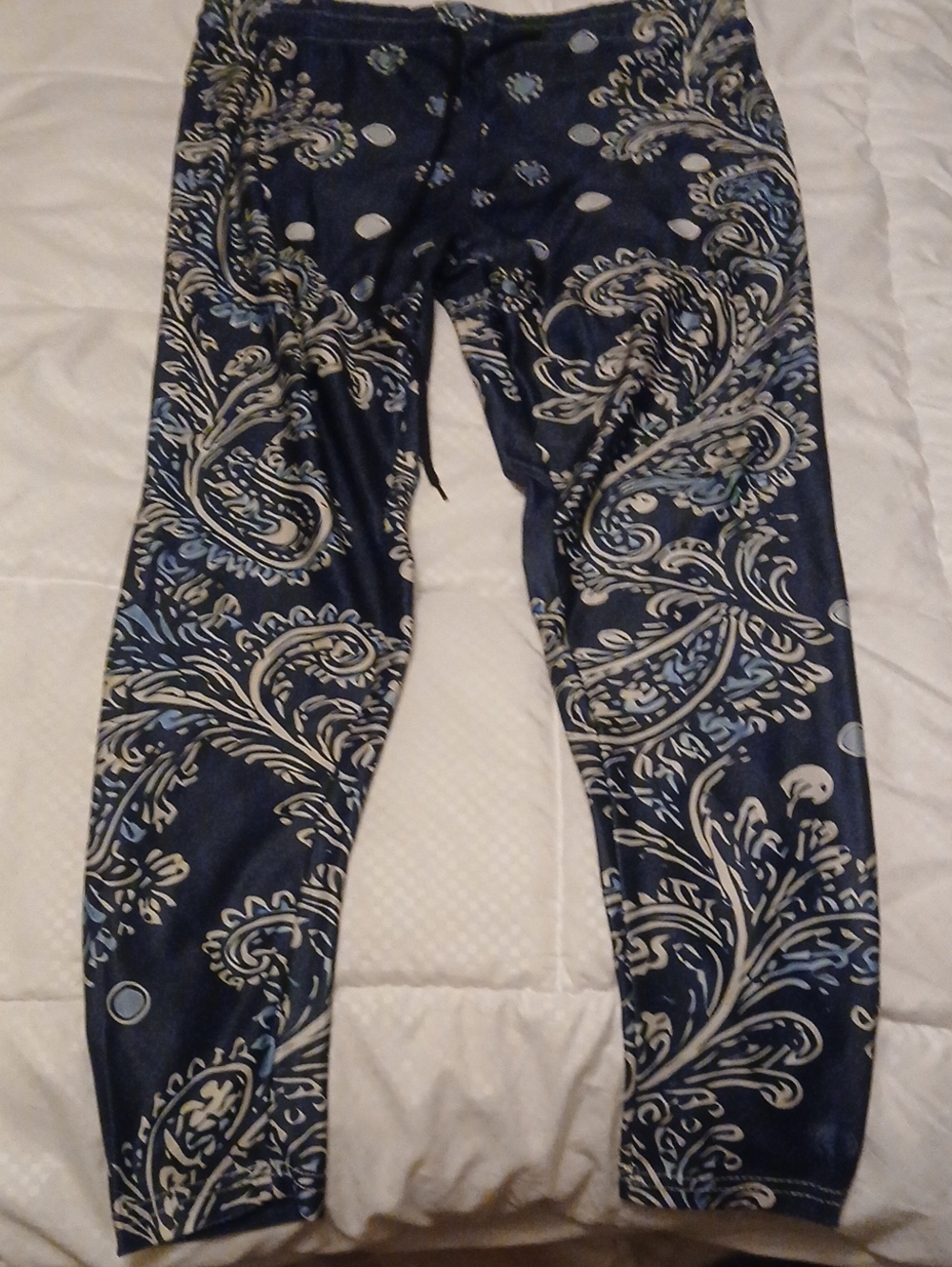 Women's Blue Paisley Bandana Drawstring Pants (M)